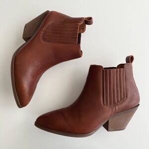 Patina Portland Leather Goods Dakota Western Heel Ankle Boot in Tucson Brown 9M